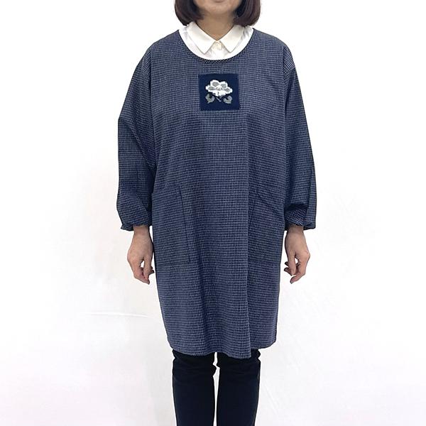 久留米織 文人調割烹着 文人紺【BA060-NA】