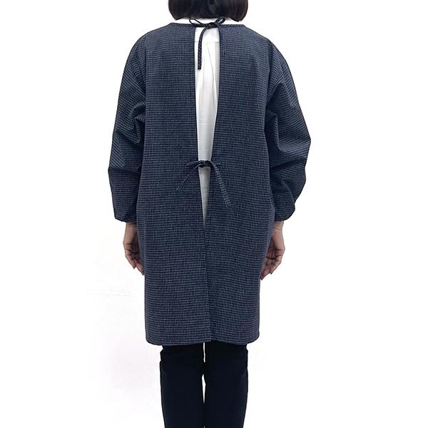 久留米織 文人調割烹着 文人紺【BA060-NA】