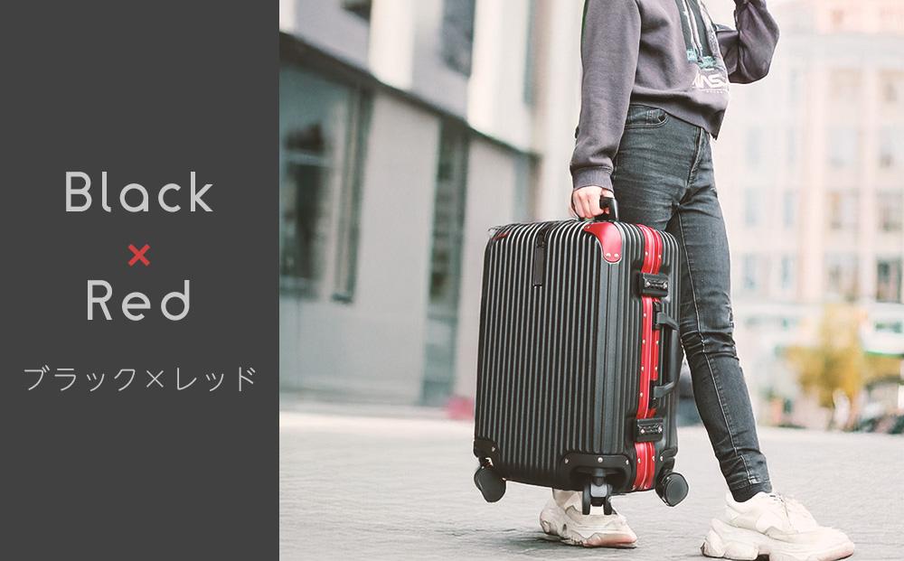 [PROEVO]アルミフレーム スーツケース ストッパー付き 機内持ち込み S (エンボス/ブラック×レッド) [12001S] 福岡県 大木町 株式会社 レクサス AY356 キャリーケース