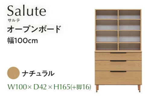 オープンボード Salute サルテ 幅100cm NA ナチュラル ベージュ 家具 収納 書棚 本棚 完成品 【北海道・東北・沖縄・離島不可】CN019-NA