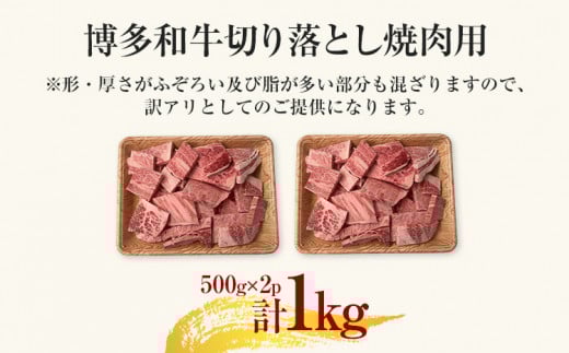 訳あり【A4～A5】博多和牛焼肉切り落とし(肩ロース・バラ）1kg 黒毛和牛 お取り寄せグルメ お取り寄せ お土産 九州 福岡土産 取り寄せ グルメ MEAT PLUS CP022