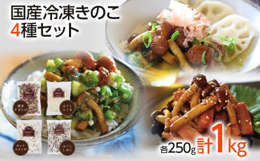 冷凍きのこセット250g×4（博多すぎたけ・しめじ・えのき・エリンギ）　AU07