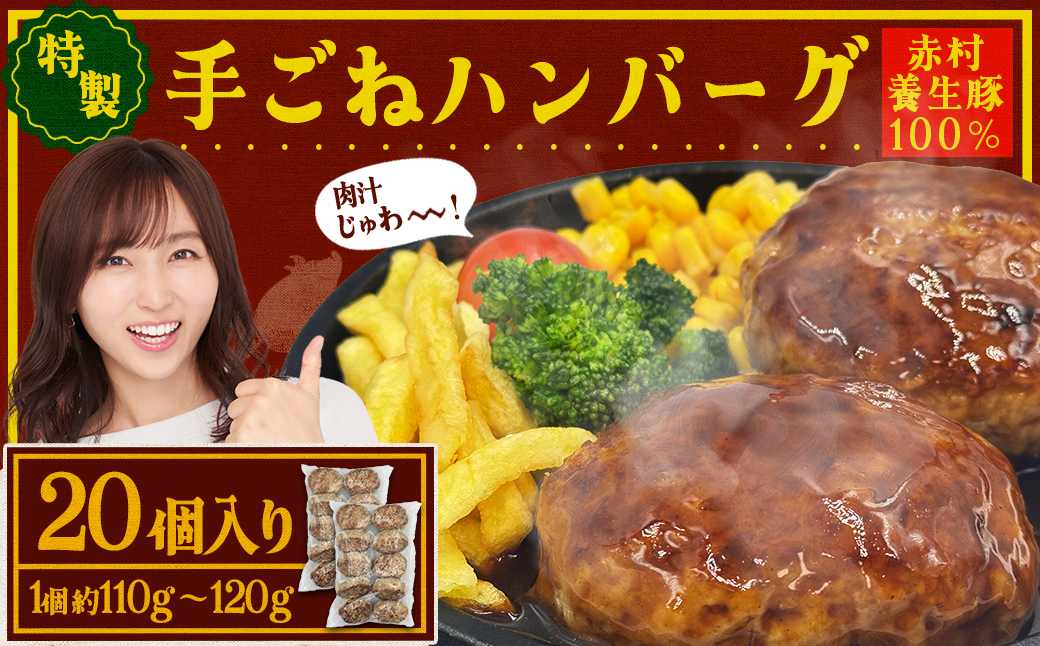 赤村養生館 特製手ごねハンバーグ 20個 B9