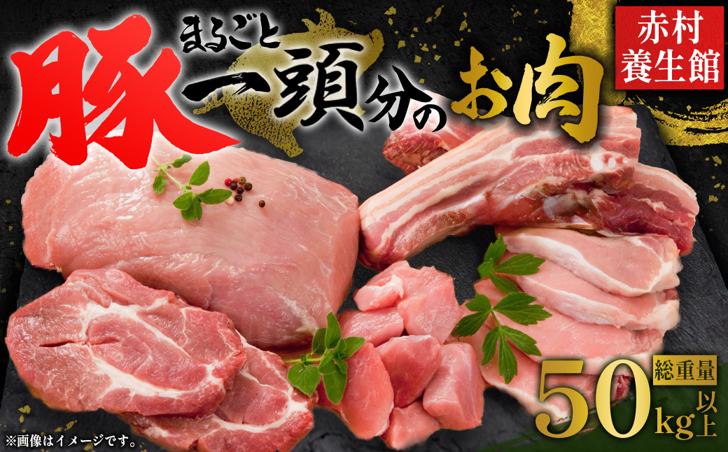 【事業者支援返礼品】赤村産養生豚丸ごと1頭分のお肉（総重量50kg以上） B25