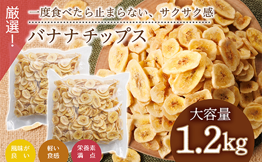 厳選バナナチップス【1.2kg】 ドライフルーツ バナナ 乾燥バナナ チップス 健康 おつまみ おやつ 4V2