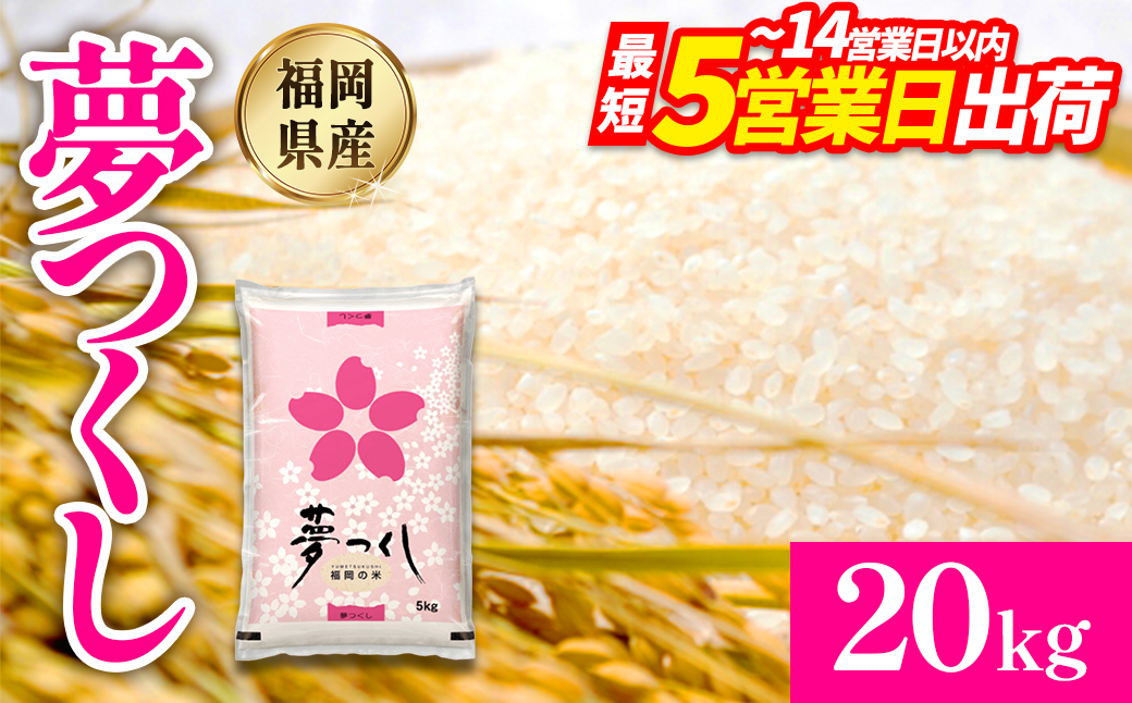 【数量限定】夢つくし(精米) 福岡県産ブランド米 20kg (品番:3X13)