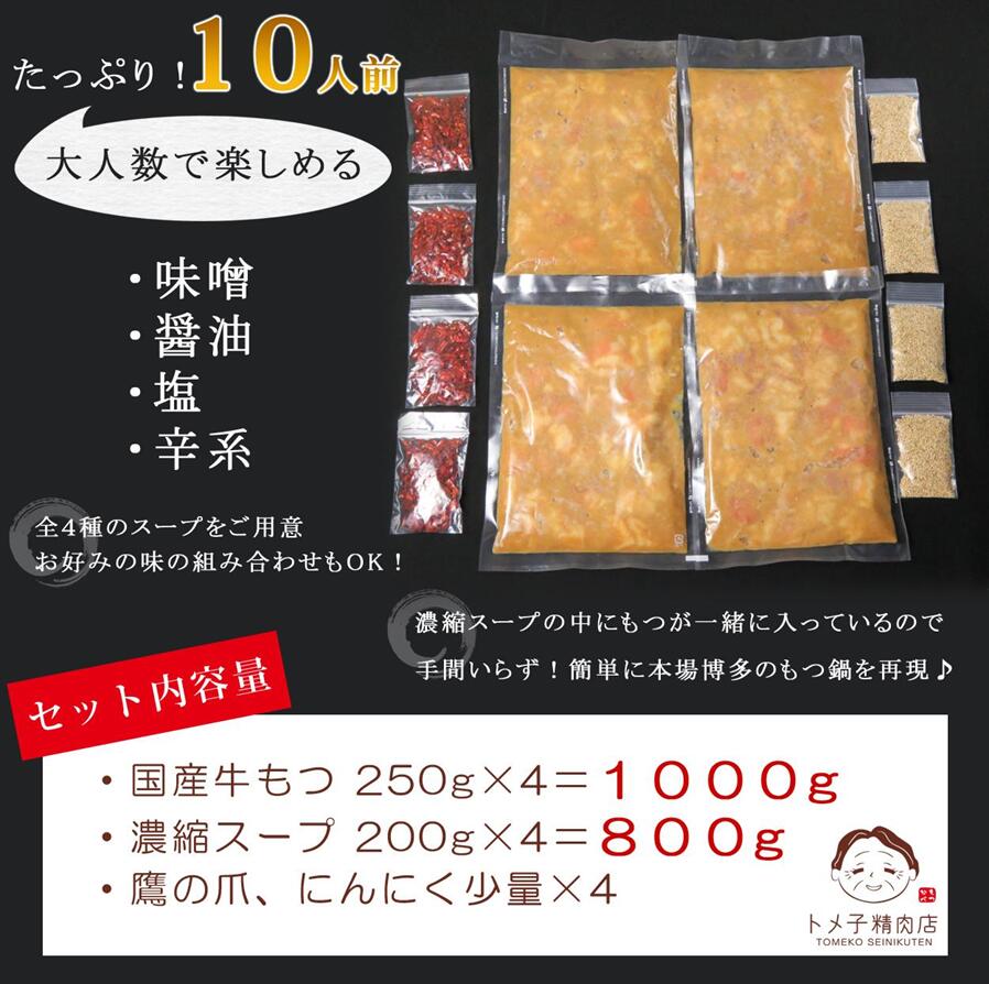 【訳あり】トメ子精肉店 もつ鍋(味噌) 10人前