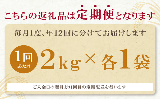 無洗米 福岡県産3種セット6kg定期便(毎月・年12回)