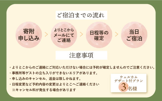 古民家一棟貸し切り宿泊プラン 3名1泊 朝食・ウェルカムデザート付きプラン （ふるさと納税限定）