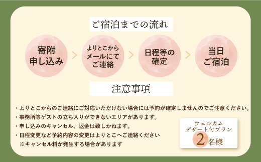 古民家一棟貸し切り宿泊プラン 2名1泊 朝食・ウェルカムデザート付きプラン （ふるさと納税限定）