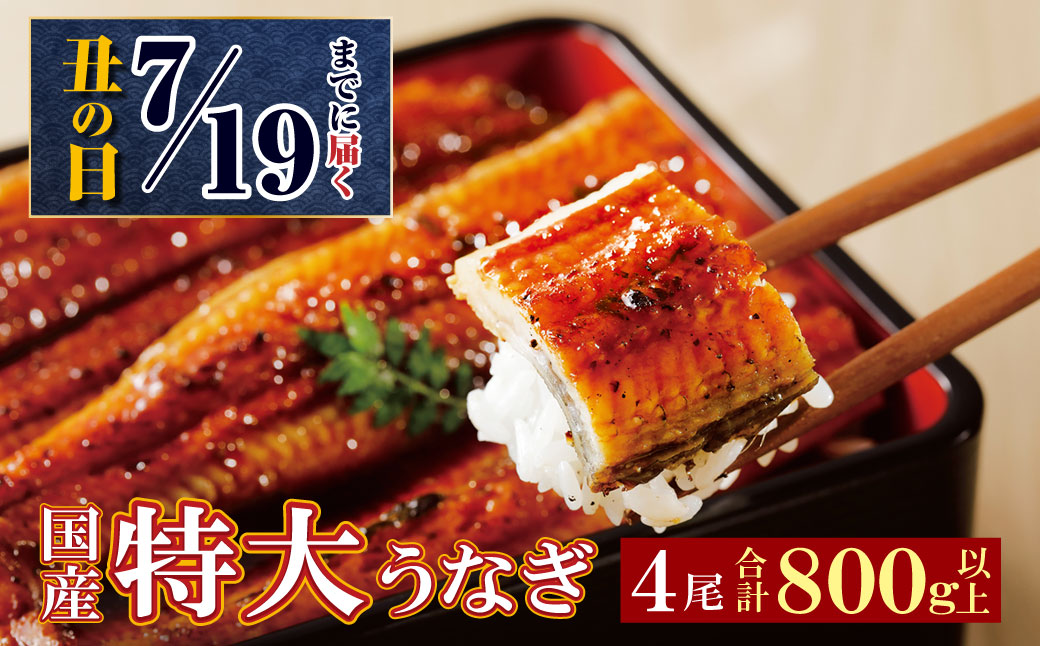 丑の日前日までにお届け! 累計販売数229,673件突破 国産うなぎ蒲焼特大サイズ4尾(計800g以上)鰻蒲焼用タレ・山椒付 うなぎ生産量日本一鹿児島県産・宮崎県産・熊本県産