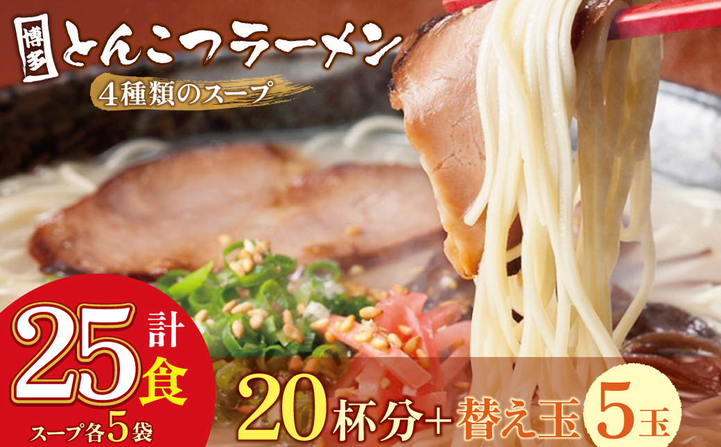 博多とんこつラーメン20杯分と替え玉5玉の計25食分