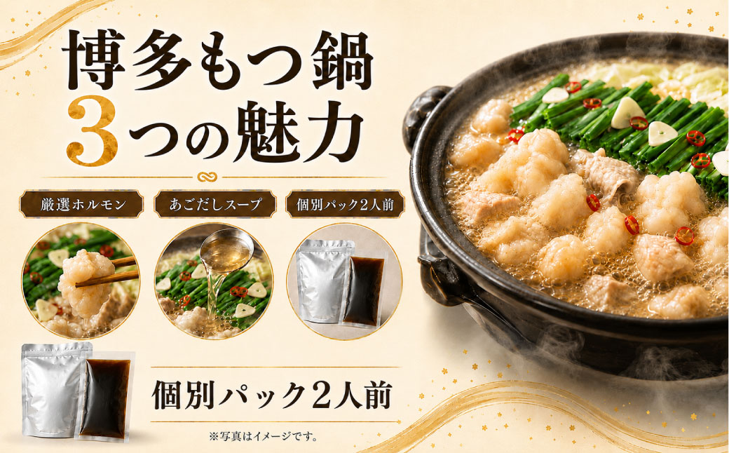 定期便 博多醤油もつ鍋 【訳あり】セット2人前(年2回)