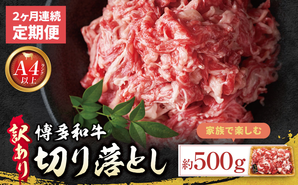 定期便 博多和牛 A4ランク以上 切り落とし 約500g(年2回)