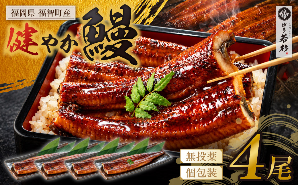 健やか鰻 国産うなぎ蒲焼（無頭）4尾（計620g以上）