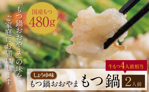 【もつ480g】福岡売上No1　博多もつ鍋おおやま もつ鍋しょうゆ味 2人前