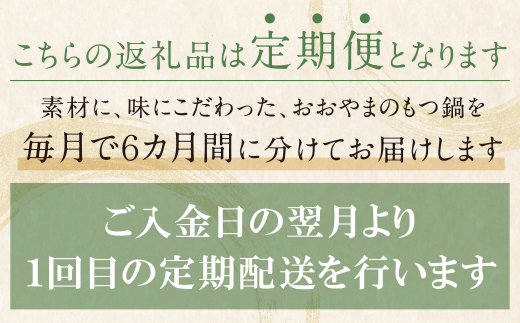 【定期便6ヶ月】福岡売上No1　博多もつ鍋おおやま もつ鍋みそ味 2人前