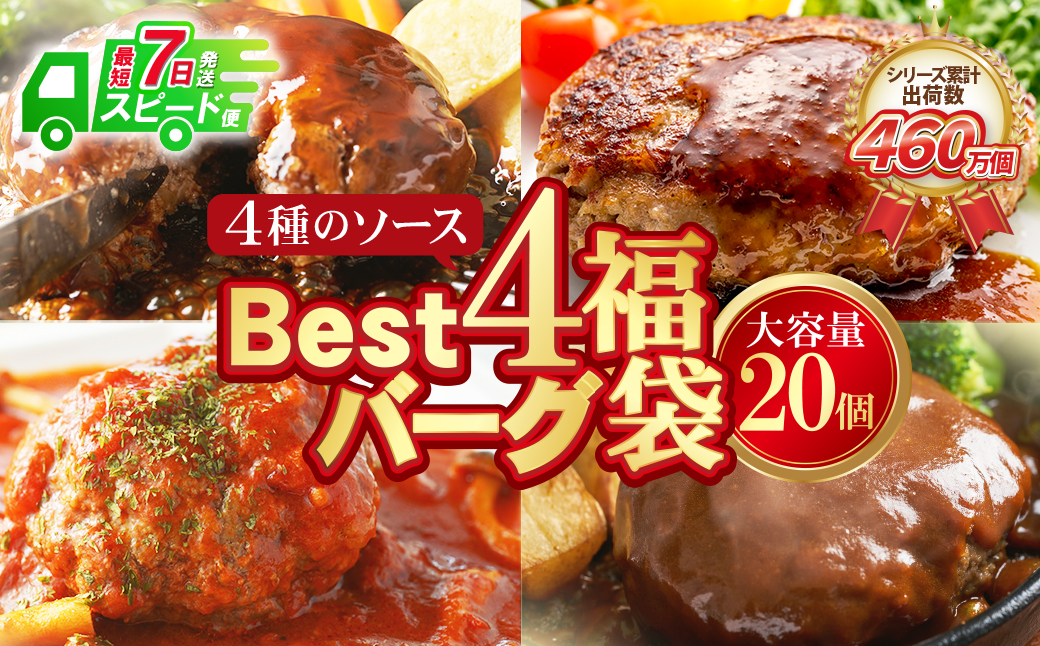 【7営業日以内発送】【累計460万個突破！】 大容量！Best4バーグ ハンバーグ 150g×20個セット（合挽4種 各5個）ハンバーグ 牛肉 豚肉 洋食 ハンバーグ はんばーぐ 大容量 冷凍 人気 ハンバーグ 4種類 手軽 冷凍 3kg おすすめ おかず 肉 ハンバーグ お得