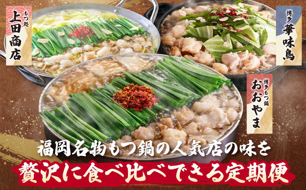 博多名物もつ鍋バラエティ定期便【隔月定期便(年6回発送)】