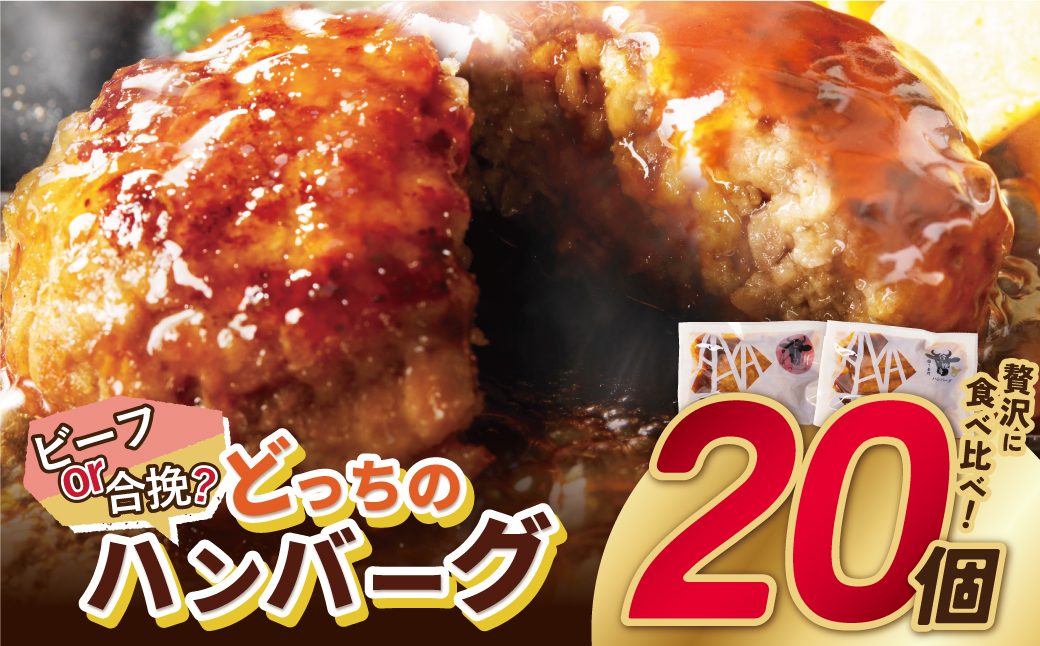 【累計460万個突破！】どっちの ハンバーグ !?デミグラスソース150g×20個セット（ビーフ・合挽 各10個） ハンバーグ 牛肉 豚肉 洋食 ハンバーグ はんばーぐ 大容量 冷凍 人気 ハンバーグ デミソース 手軽 冷凍 3kg おかず 肉 おすすめ ハンバーグ お得 ハンバーグステーキ 味付ハンバーグ
