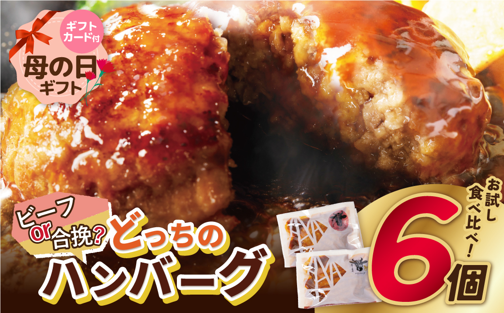 [母の日]どっちの ハンバーグ !?デミグラスソース150g×6個セット(ビーフ・合挽 各3個) ハンバーグ 牛肉 豚肉 洋食 ハンバーグ はんばーぐ お試し 冷凍 人気 ハンバーグ デミソース 手軽 冷凍 おかず 肉 おすすめ ハンバーグ お得 ハンバーグステーキ 味付ハンバーグ