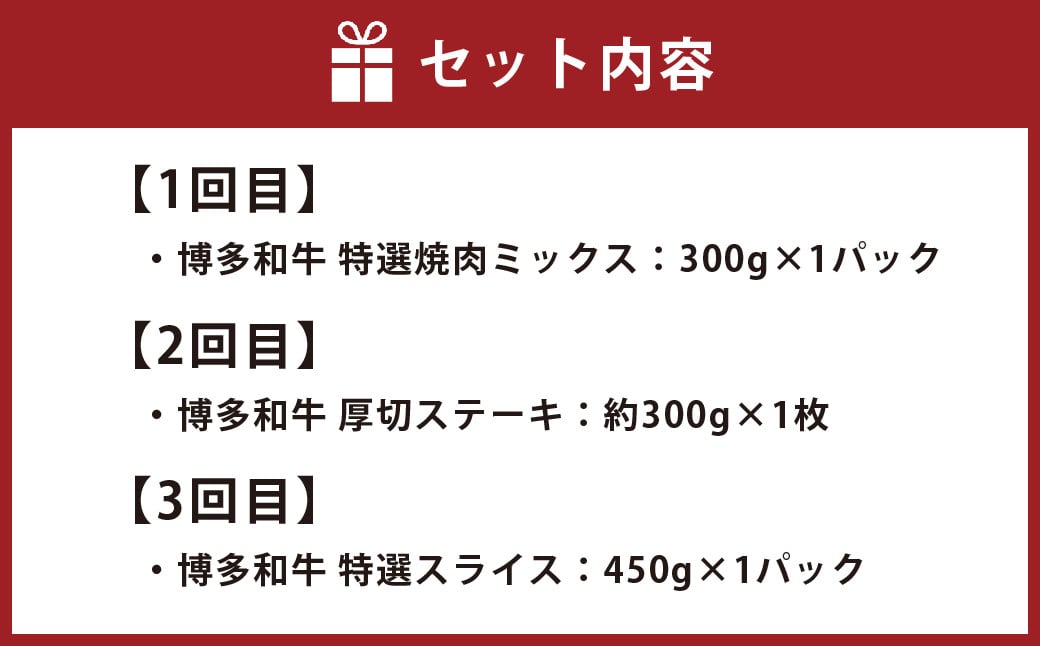 【3ヶ月連続定期便】 博多和牛 食べ比べ セット ロース カルビ モモ 焼肉 ステーキ 和牛 牛 肉 定期