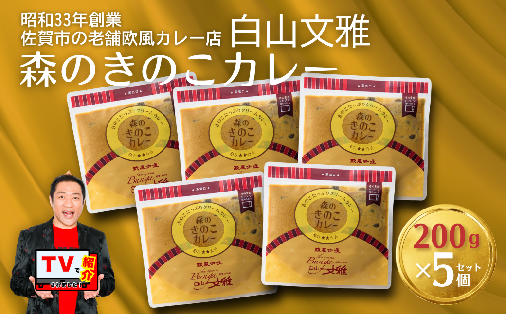 白山文雅 森のきのこカレー5個セット:B195-002
