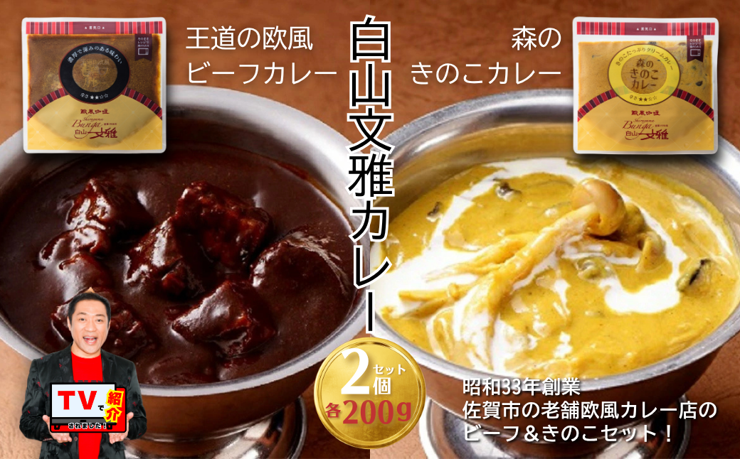 白山文雅カレー2種セット(ビーフ･きのこ):B110-027