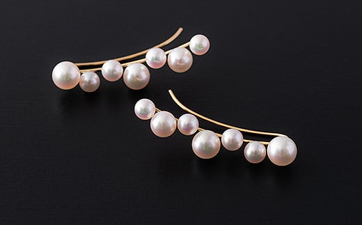 華やかラインアコヤ真珠イヤーカフピアス：C223-002