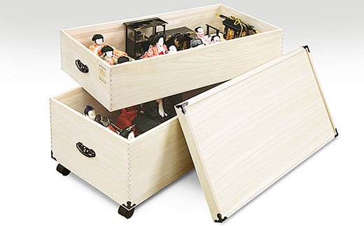 桐たんす 総桐ひな人形収納ケース2段 TS-2CL：B850-005