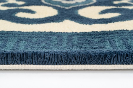 鍋島緞通 [手刺繍] 花菱龍唐草縁まんじ文 玉子地：C409-003