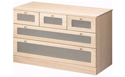 桐たんす クローゼット収納 窓付100幅3段 MKC100：C153-002