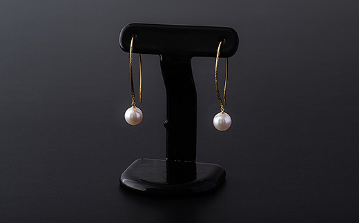 ゆらゆら揺れるアコヤ真珠フックピアス：C299-002