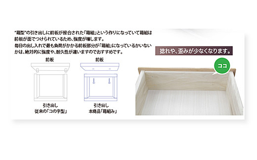 100HC無垢材使用チェスト蓮（NA）【諸富家具】：C193-004