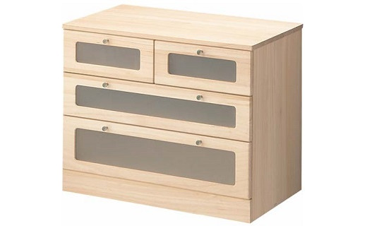 桐たんす クローゼット収納 窓付75幅3段 MKC-75：C116-004