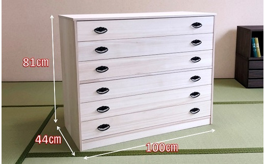 桐たんす 総桐着物チェスト深6段 NKT-6：C153-004