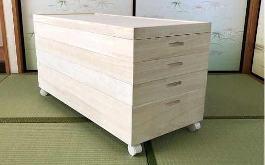 桐たんす 総桐着物収納4段キャスター付 KR-4CM：B690-002