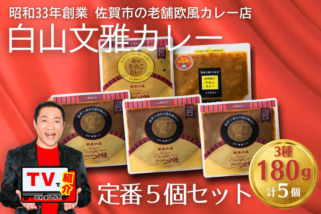 白山文雅カレー 定番5個セット：B250-032
