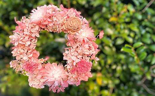 フラワーリース　ピンク：B180-040