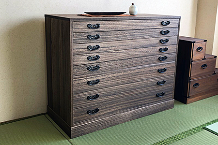 桐たんす 時代仕上げ総桐タンス 浅深8段：C298-002