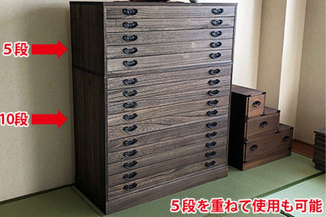 桐たんす 時代仕上げ総桐タンス 10段：C298-001