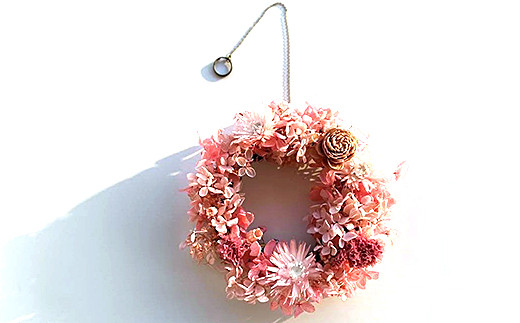 フラワーリース　ピンク：B180-040