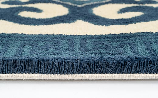 鍋島緞通 [手刺繍] 花菱龍唐草縁まんじ文 玉子地：C510-010