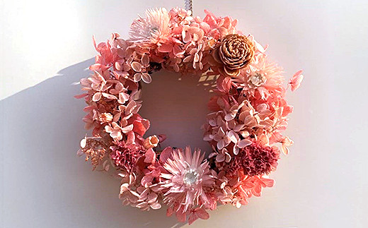 フラワーリース　ピンク：B180-040