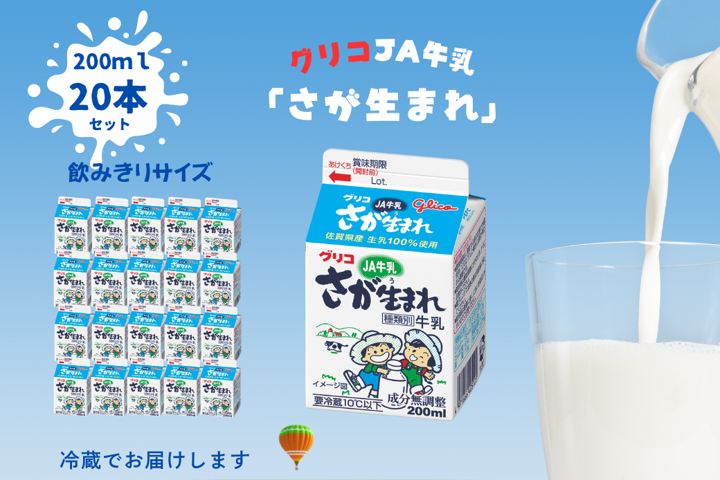 JAさが生まれ牛乳 200ml×20本セット：B110-060