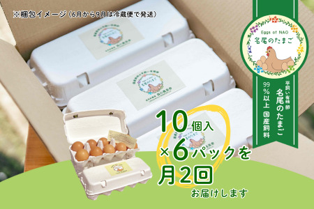 【定期便24回】国産飼料の平飼い有精卵「名尾のたまご」60個入：C520-002