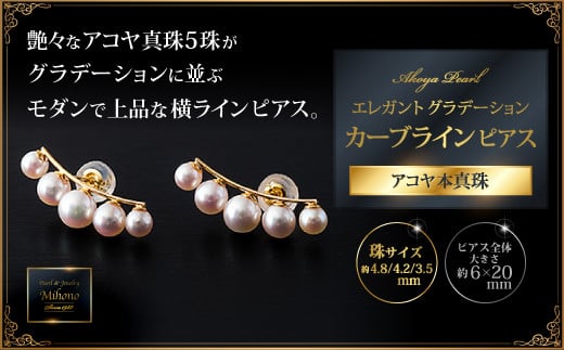 上品エレガント横並びカーブラインピアス：C186-001