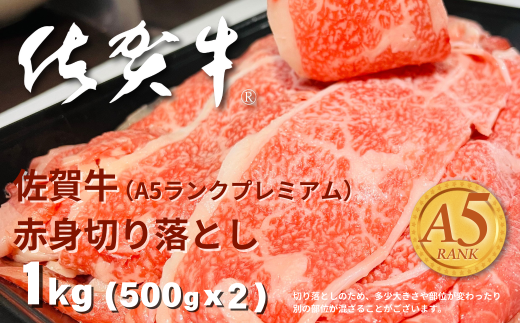 佐賀牛(A5ランクプレミアム) 赤身切り落とし 500g×2P（計1kg）：B270-011