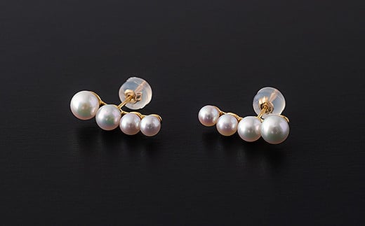 高級感！縦横2wayアコヤ真珠ピアス：C323-002