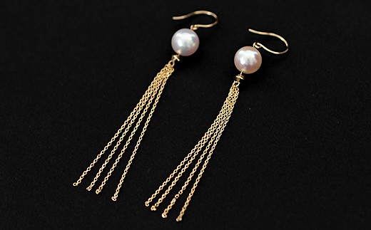 エレガントなアコヤ真珠フリンジピアス：C290-004